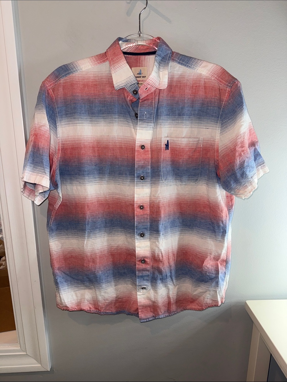 johnnie-O Red, White & Blue Horizontal Stripe Button-Down Shirt